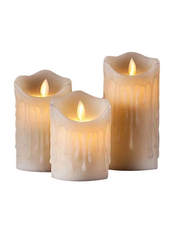

Smokeless Flameless Battery Operated Led Tea Light Candle, 3 Pieces, White