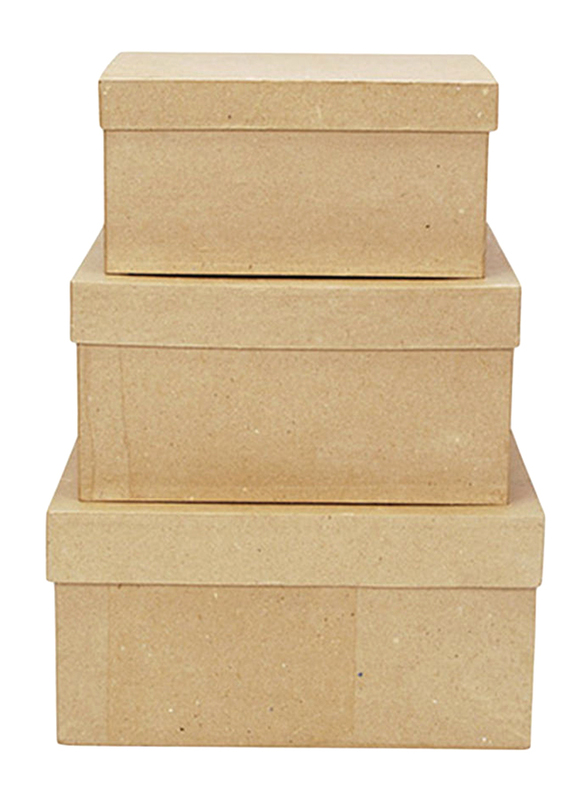 

Darice Square Shaped Paper Mache Box, 3 Pieces, Beige