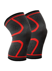 Elastic Knees Pad, 2 Piece, Black/Red