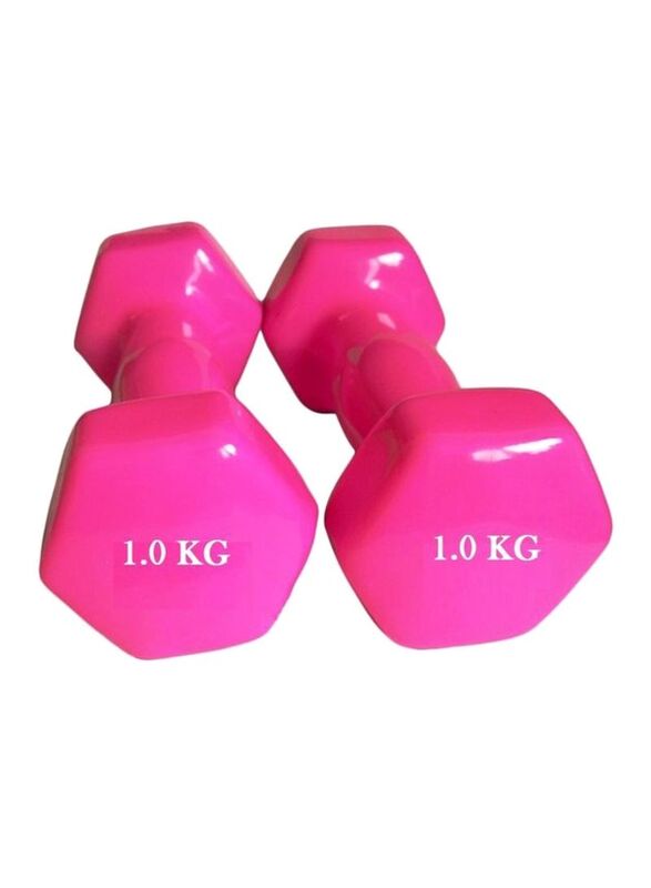 

Vinyl Dumbbells Set, 2 x 1KG, Pink