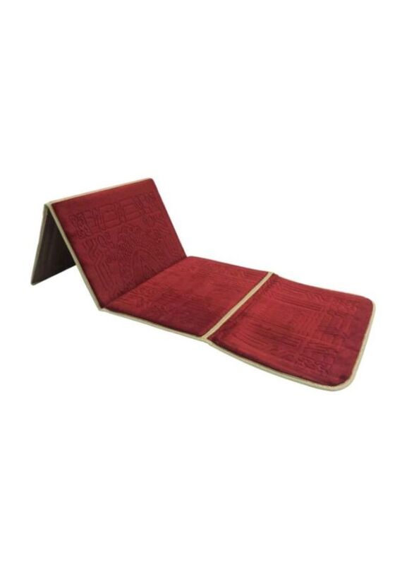 

2-in-1 Foldable Prayer Mat with Backrest, Red