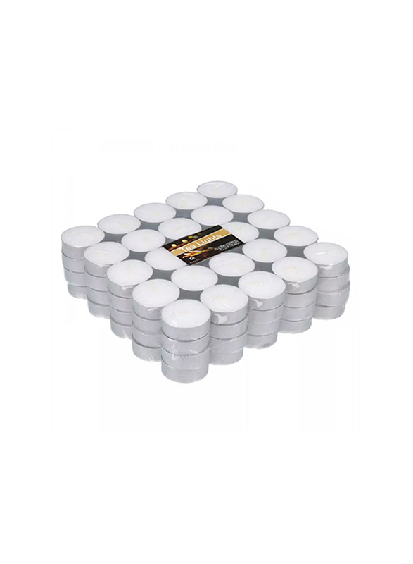 

Tea Light Candle, 100 Pieces, White/Silver