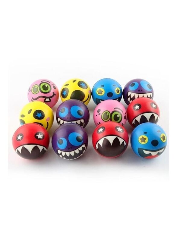 

Monster Expression Bouncy Ball Set, 6.3 cm, 12-Piece, Ages 6+, Yellow/Purple/Red