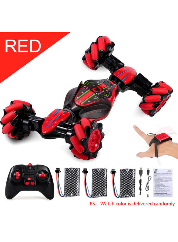 

2.4GHz 4WD Off Road Double-Sided Car with Gesture Sensor Watch Lights with Racing & Climbing Mode, 38.5cm, Ages 5+, Red/Black