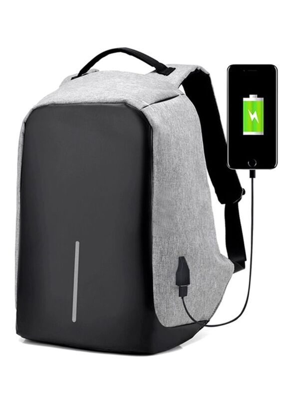

Anti-Theft Laptop Backpack with USB Charger Port, Grey/Black