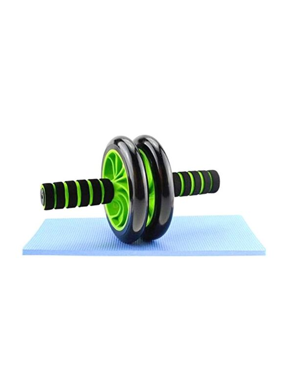 

Ab Wheel Double Wheel Ab Roller with Knee Mat, Green/Black