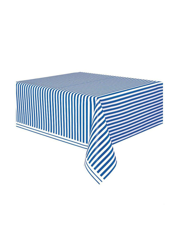 

Unique Decorative Striped Table Top Cover, Royal Blue/White