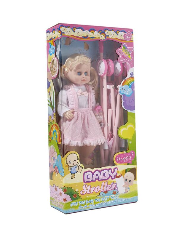 

Zahrat Toys Doll with Cart & Sounds, Ages 3+, Pink
