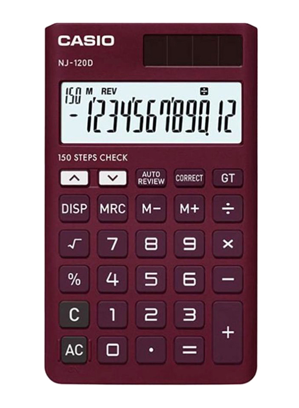 

Casio Portable Basic Calculator, NJ-120D-RD-W-DH-W, Red