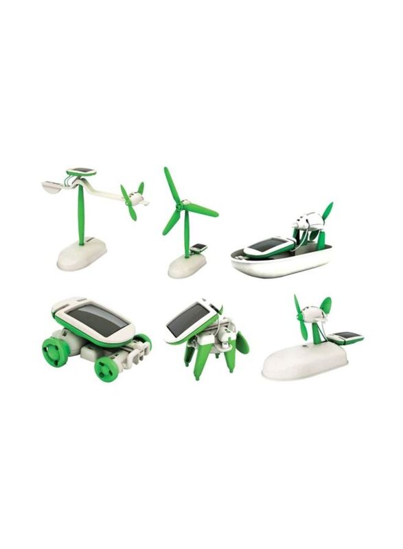 

Abhitoys 6-In-1 Solar Power Energy Robot Kit Toy, Ages 3+, Green/White/Black