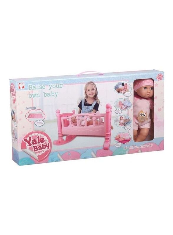 

Yale Drink & Wet Baby Doll with Bed Pillow Set, 6-Pieces, Ages 3+, Multicolour