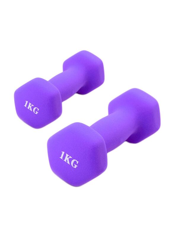 

Hexagonal Dumbbells Set, 2 x 1KG, Purple