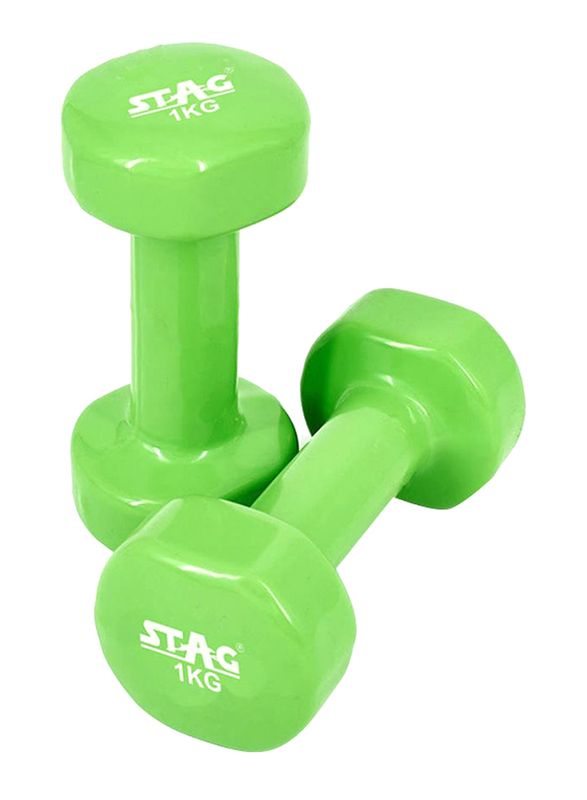 

Stag Vinyl Dumbbells Set, 2 x 1KG, SFVD2D, Green