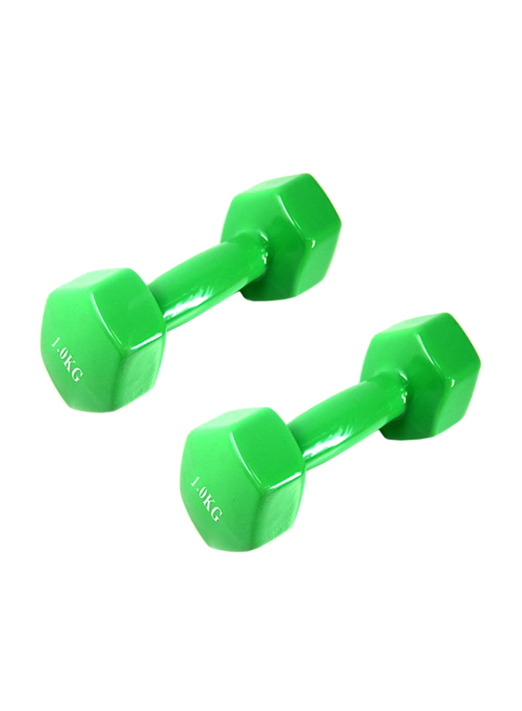 

Hexagonal Dumbbells Set, 2 x 2KG, Green