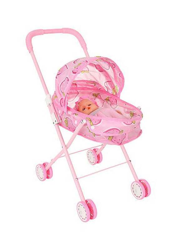 

Baby Infant Doll Stroller with Metal Frame, Durable Lightweight Adjustable Sunshade, Ages 1+, Pink
