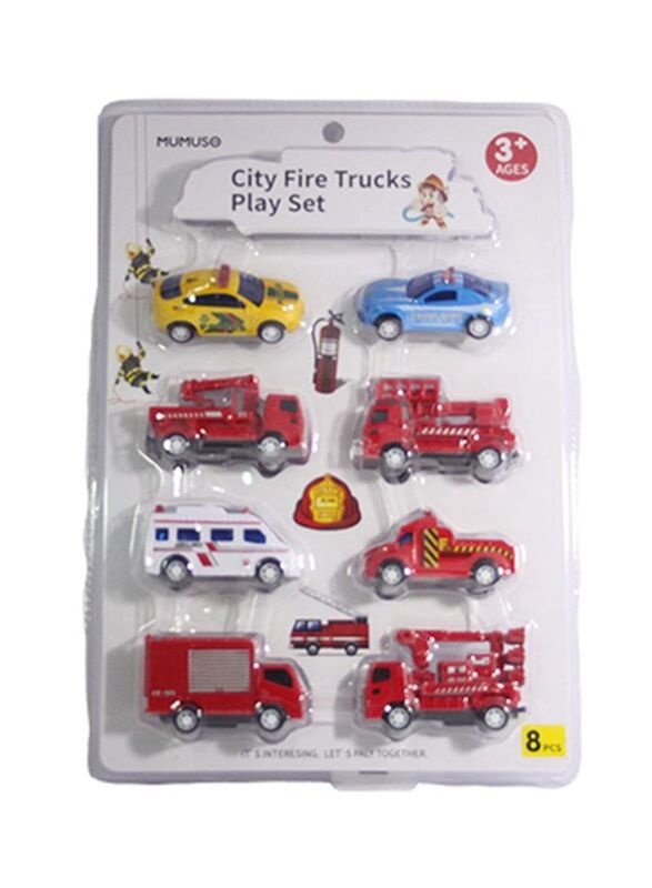 

Mumuso City Fire Trucks Playset, 998A-5, 8-Piece, Ages 3+, Multicolour