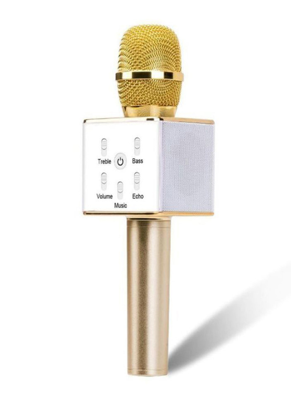 

Q7 Wireless Bluetooth Microphone and Hifi Speaker, 1552931053-9988, Gold/White