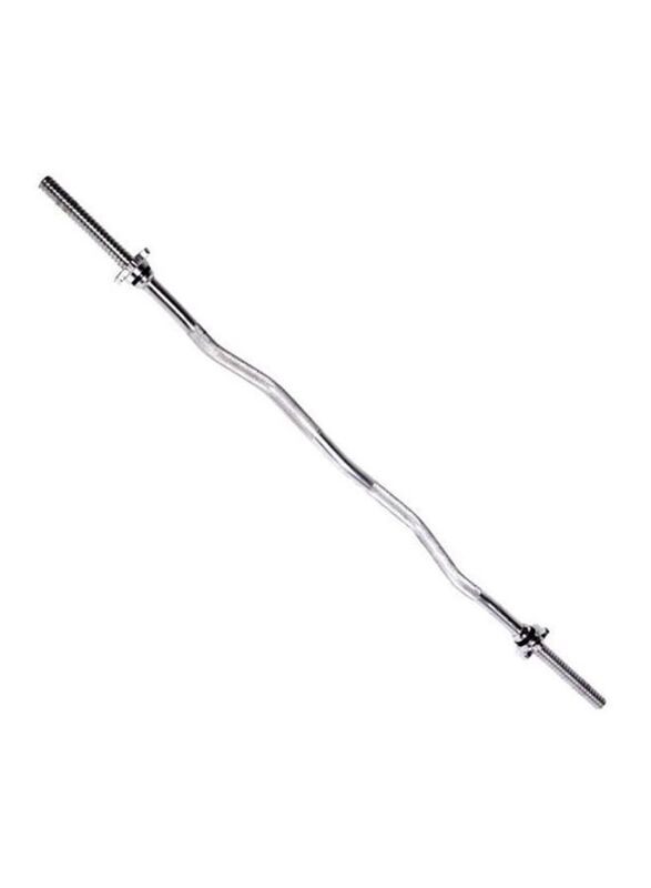 

Fitness World Curved Bar for Weight Lifting, Silver