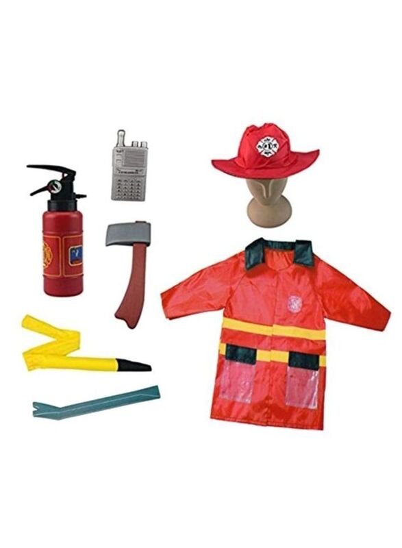 

Fancydresswale Fire Fighter Fancy Dress Costume Set, Ages 3+, 7 Pieces, Red