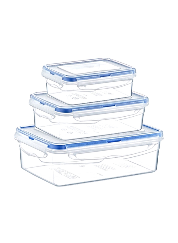 

Hobby Life Trend Plastic Rectangle Airtight Storage Box Set, 3-Piece, Clear/Blue