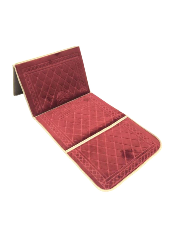 

2-in-1 Foldable Prayer Mat with Backrest, Red