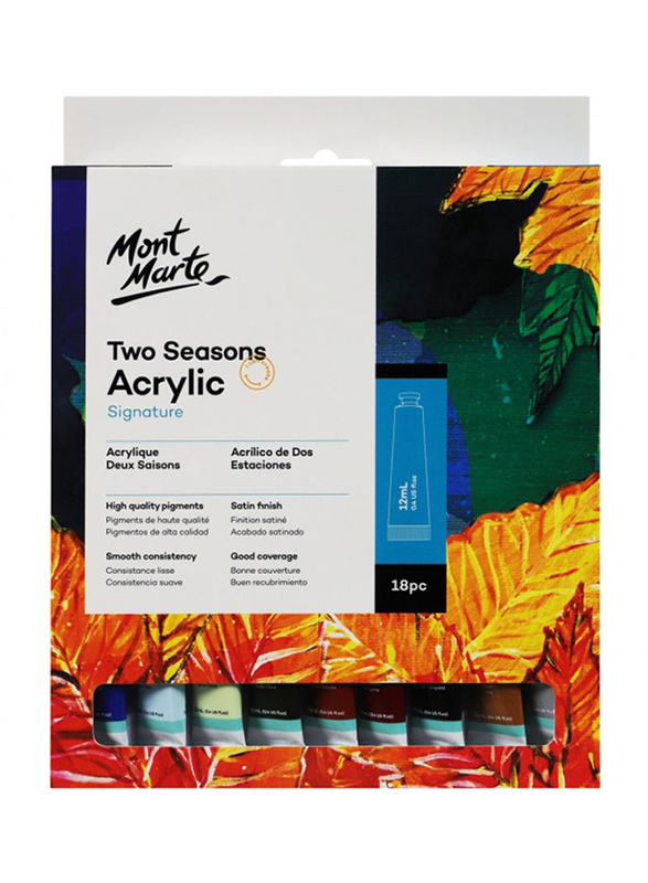 

Mont Marte Two Seasons Acrylic Paint Colour Tube Set, 18 Piece x 12ml, Multicolour