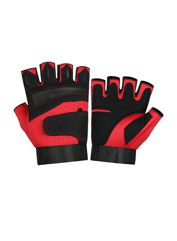 

Half-Finger Anti-Slip Sports Gloves, 2 Piece, Black/Red