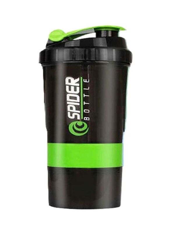 

Spider Protein Shaker Bottle with Powder Storage Compartment, Black/Green