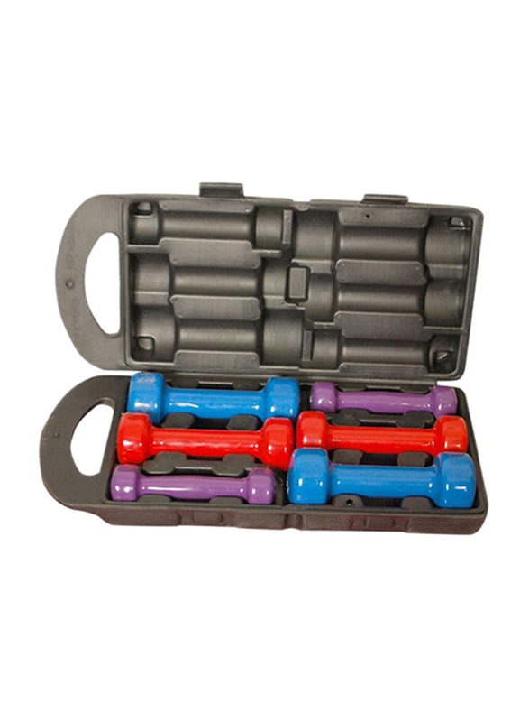 Dumbells Set with Box, 6 x 1KG, Purple/Red/Blue