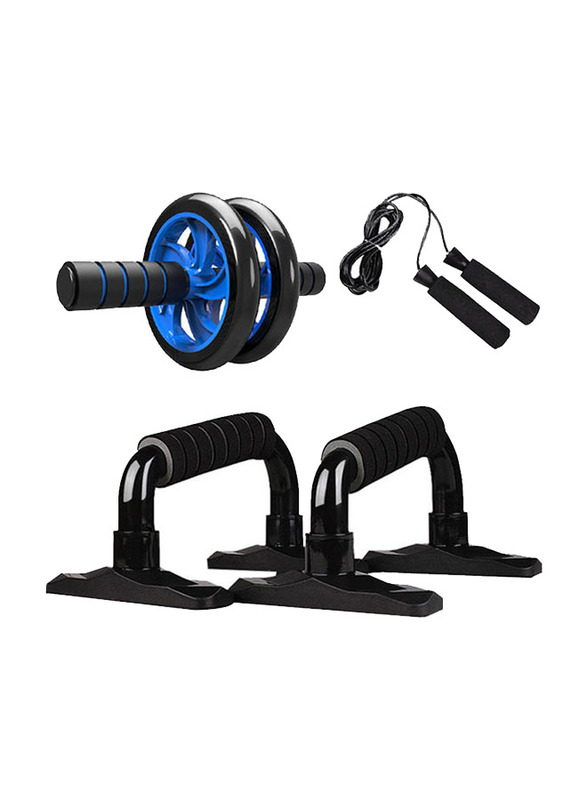 

4-in-1 Abdominal Press Wheel Pro with Push-Up Bar, Jump Rope & Knee Pad, 5 Piece, Y12373-KM, Multicolour