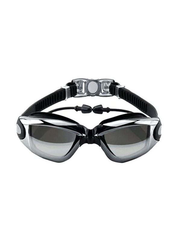 

Emfil Waterproof Swimming Goggles with Conjoined Earplug, Blue/Silver