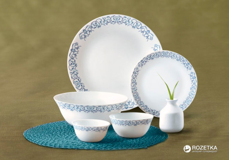 

LaOpala 44-Piece Royal Arch Dinner Set, Blue/White
