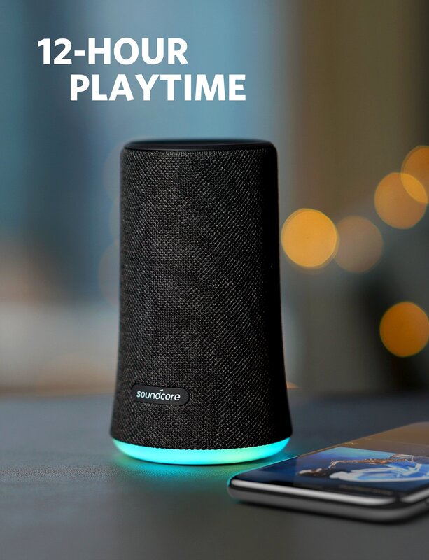 Anker SoundCore Flare Water-Resistant Portable Wireless Bluetooth Speaker, Black