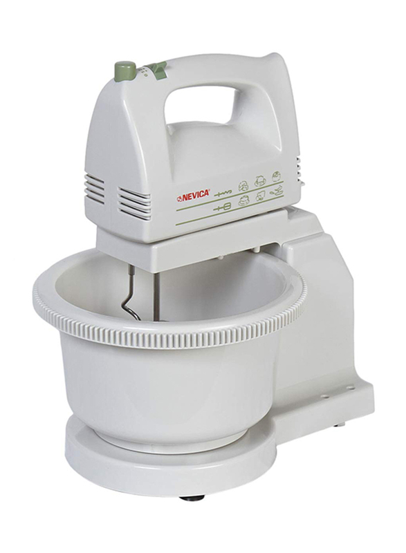 Nevica Plastic Mixer, with Stand and Bowl, 150W, NV-150, White