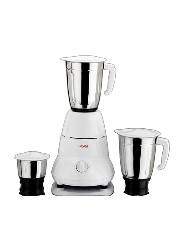 Nevica Stainless Steel 3 Jars Indian Mixer Grinder, 550W, NV-651 SS, White