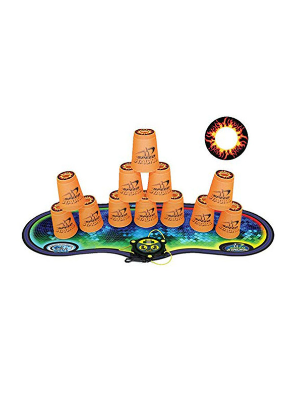 

12-Piece Cups Competitor Stack Pack Metallic Snap Tops Blazing Fast with Pro Mat and Blue Timer, Orange