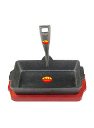 Raj 21cm Rectangle Sizzler Iron Tray with Handle, COST03, 21x13x3 cm, Black