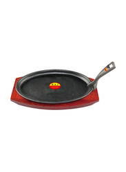 Raj 24cm Small Oval Sizzler Tray with Handle, COST01, 24x14x2 cm, Black