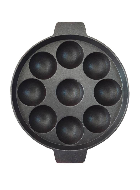 Raj 18cm Non-Stick Appackara, KA0001, 9 Kulli, Black/Red