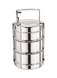 Raj Stainless Steel Three Tiered Tiffin Lunch Box, Silver