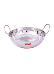Raj 23cm Copper Bottom Kadai, CBK004, 30.98x21.33x8.63 cm, Silver