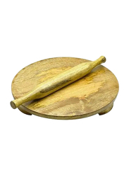 Raj 46cm Wooden Rolling Board and Pin Roller Set, Brown