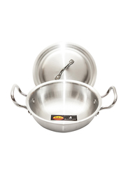 Raj 3-Piece Aluminium Kadai Set with Lid, RAKP02, Silver