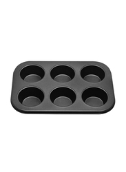 RK 6 Cup Non Stick Muffin Cupcake Baking Pan, 26x19x3 cm, Black