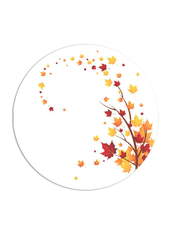 Dinewell 9-inch Vintage Leaves Melamine Soup Plate, DWP5081VL, White/Yellow