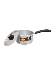Raj 15.5cm Aluminium Matt Finish Sauce Pan with Lid, RKSP06, 15.5x8 cm, Silver