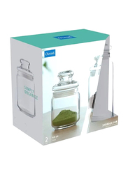 Ocean Glass Pop Jar Set with Lid, 2 x 750ml, Clear