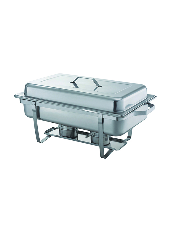 Raj 9 Ltr Stainless Steel Rectangle Single Pan Chafing Dish, VCD001, 60.5x36.8x30.5 cm, Silver