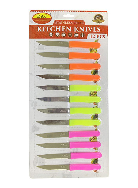 Raj 12-Piece Lazer Knife Set, RSSP26, Pink/Green/Orange