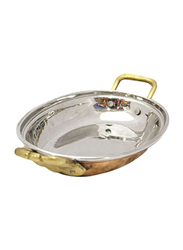 Raj Copper Kadai with Handle, TCOD03, 3.8 x 27.4 x 17.4 cm, Silver/Gold